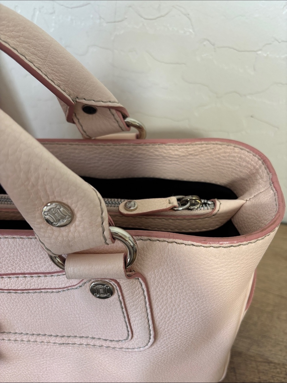 Celine Boogie Bag-  Light Pink Pebbled Leather Satchel with Charm - Picture 11 of 12